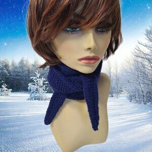 Sophie scarf, Neck scarf, small scarf Navy Blue scarf Knitted Handmade Scarf